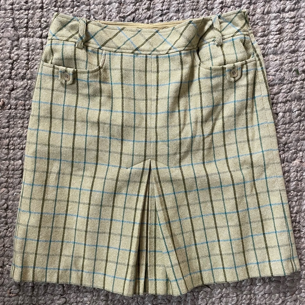 Vintage Ann Taylor wool skirt chartreuse